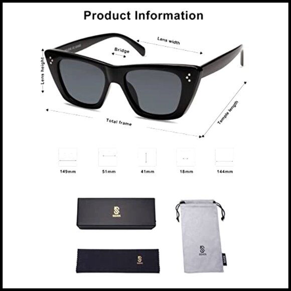 Retro Cat Eye Polarized Sunglasses UV400 Protection Large Fit